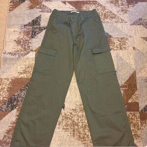 Olive Green Wide-Leg Cargo Pants